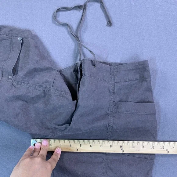 Eileen Fisher Pant Women 8 Gray Linen Cargo Taper Ankle Drawstring Stretch 32x24 - Picture 11 of 15
